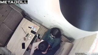 Korean college couple fucks in a coffee shop