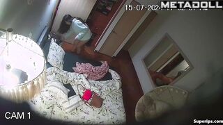 Naked brunette girl masturbates