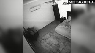Naughty naked brunette wife masturbates while her lover busy spy IP cam