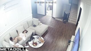 Old American brunette step-mom receives oral sex voyeur cam