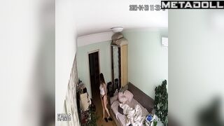 Naked brunette wife fingers to orgasm spy IP cam