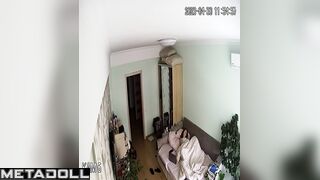 Naked brunette wife fingers to orgasm spy IP cam
