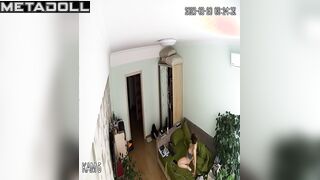 Big tits brunette step-mom is masturbating on the couch voyeur IP cam
