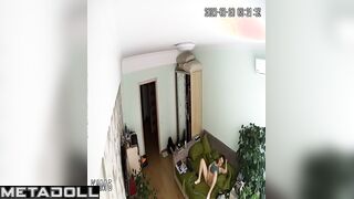 Big tits brunette step-mom is masturbating on the couch voyeur IP cam