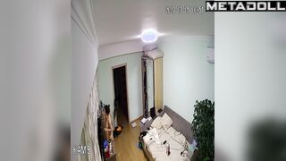 Tattooed New Zealander brunette celebrity changes her panties at home