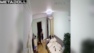 Tattooed New Zealander brunette celebrity changes her panties at home