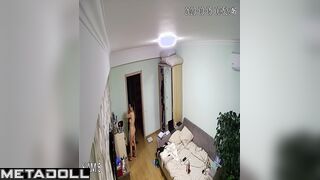 Tattooed New Zealander brunette celebrity changes her panties at home