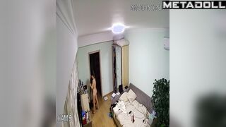 Tattooed New Zealander brunette celebrity changes her panties at home
