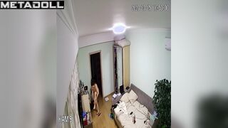Tattooed New Zealander brunette celebrity changes her panties at home