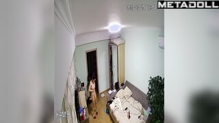 Tattooed New Zealander brunette celebrity changes her panties at home