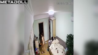 Tattooed New Zealander brunette celebrity changes her panties at home