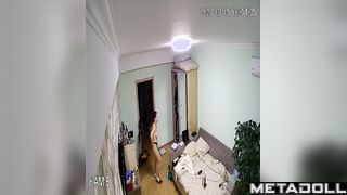 Tattooed New Zealander brunette celebrity changes her panties at home