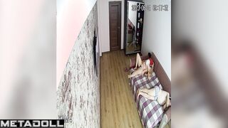 Naked German brunette sex worker changes her dirty panties alone