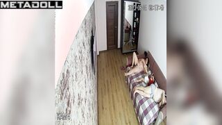 Naked German brunette sex worker changes her dirty panties alone