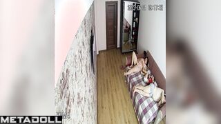 Naked German brunette sex worker changes her dirty panties alone