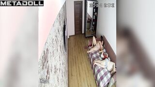 Naked German brunette sex worker changes her dirty panties alone