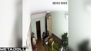 Fat brunette babysitter is recorded while masturbating spy IP cam