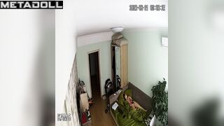 Fat brunette babysitter is recorded while masturbating spy IP cam