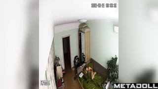 Fat brunette babysitter is recorded while masturbating spy IP cam