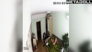 Fat brunette babysitter is recorded while masturbating spy IP cam
