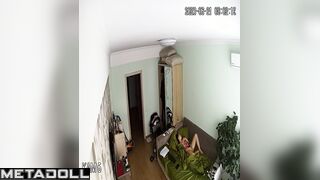 Fat brunette babysitter is recorded while masturbating spy IP cam