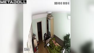 Fat brunette babysitter is recorded while masturbating spy IP cam