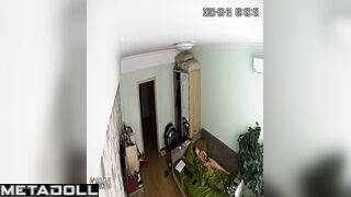 Fat brunette babysitter is recorded while masturbating spy IP cam