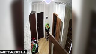 Mature Portuguese brunette student girl changes her new panties at home