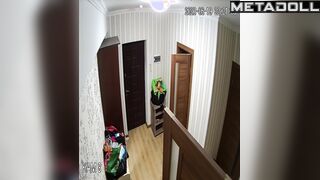 Mature Portuguese brunette student girl changes her new panties at home
