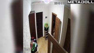 Mature Portuguese brunette student girl changes her new panties at home