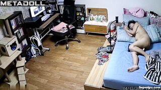 Korean grandma masturbates watching porn