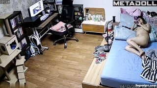 Korean grandma masturbates watching porn