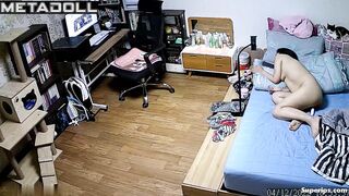 Korean grandma masturbates watching porn