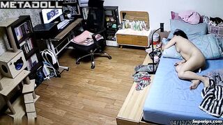 Korean grandma masturbates watching porn