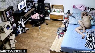Korean grandma masturbates watching porn