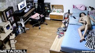 Korean grandma masturbates watching porn
