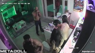 Swingers couples party in lingerie