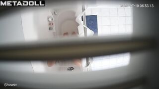 My naked sister takes a shower at home