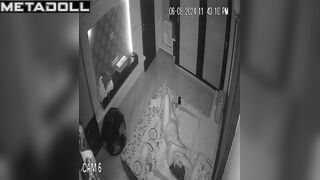 Horny French brunette MILF wets the bed while fucking hidden cam