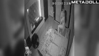 Horny French brunette MILF wets the bed while fucking hidden cam