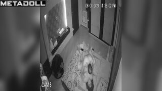 Horny French brunette MILF wets the bed while fucking hidden cam
