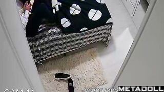 Naked Russian brunette student girl gives her husband a sloppy blowjob spy cam