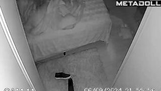 Naked Russian brunette student girl gives her husband a sloppy blowjob spy cam