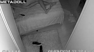 Naked Russian brunette student girl gives her husband a sloppy blowjob spy cam