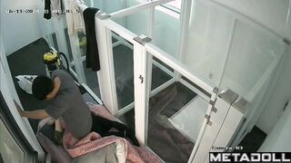 Korean college couple fucks in the locker room