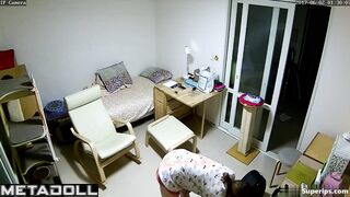 Korean single woman masturbates in her bed