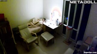 Korean single woman masturbates in her bed