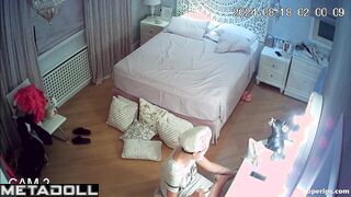 British twin sisters get dressed in their room