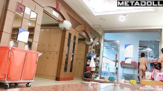 Korean mature women bathing together