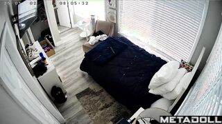American tattooed woman naked in her room